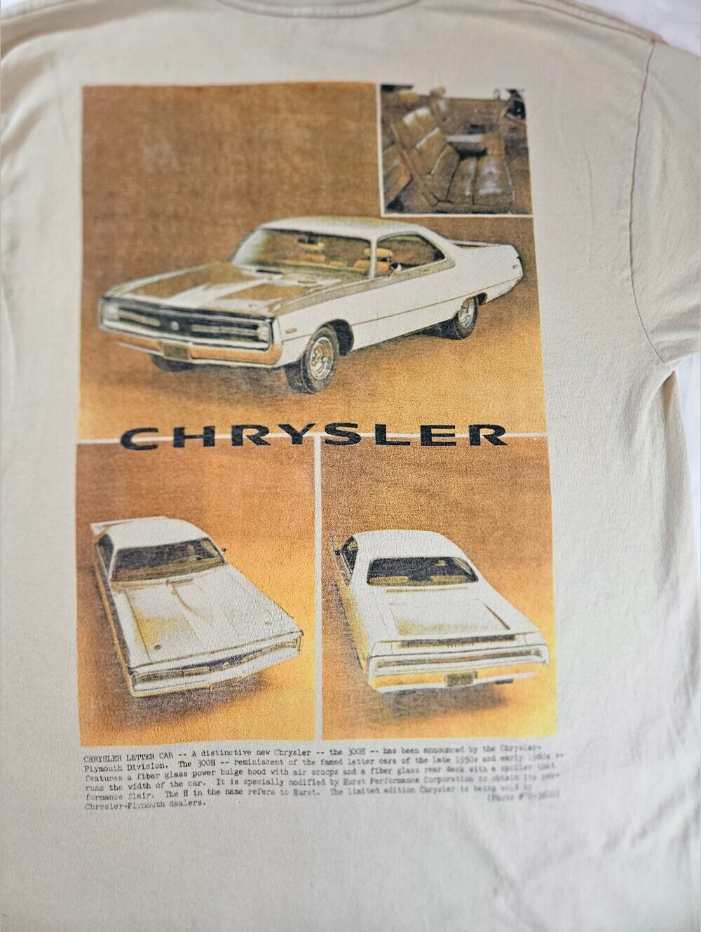 Chrysler Mens Beige Letter Car Crewneck Pullover Short Sleeve Shirt Size Medium - Picture 11 of 12